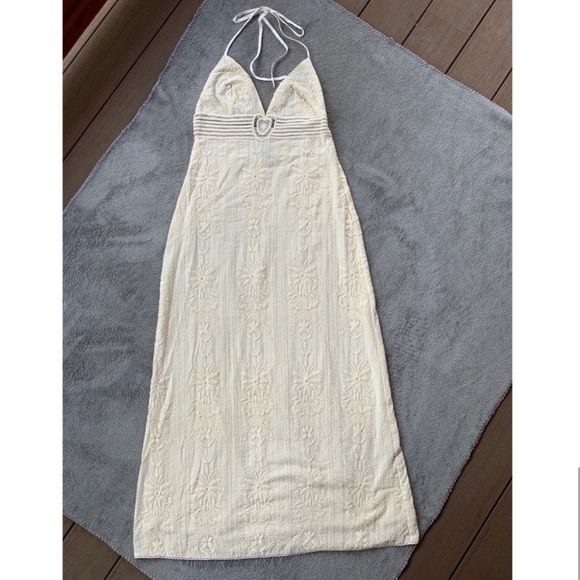 Dolce Vita Maxi White Halter Dress with Embroidery - Picture 6 of 6